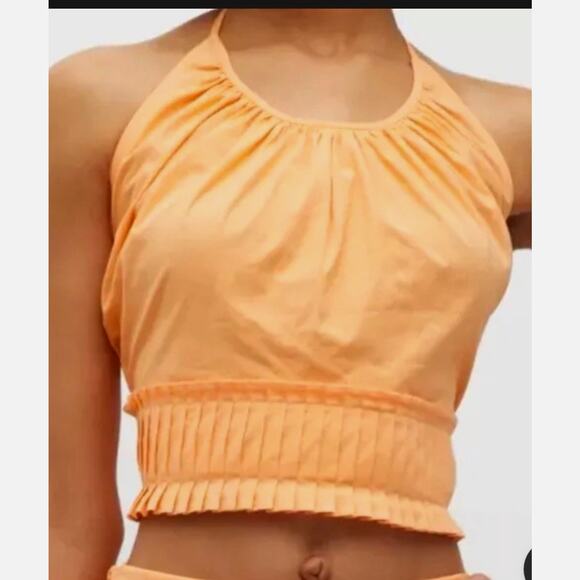 New Ramy Brook Charlie Pleated Halter Summer Top, Peach, Size Small - Picture 2 of 10